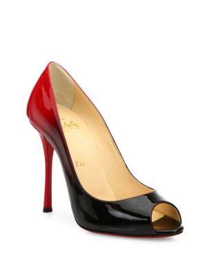 Christian Louboutin Yootish 100 Ombre Patent Leather Peep Toe Pumps
