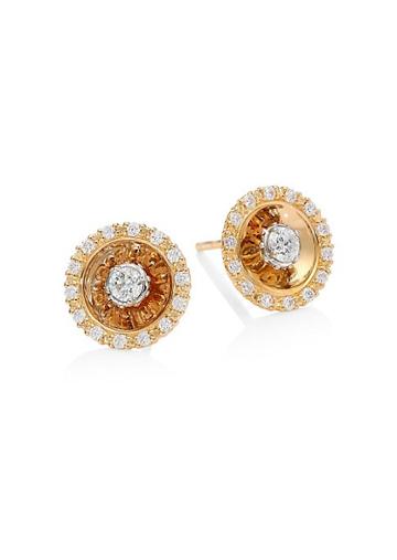 Pleve Aura 18k Rose Gold & Diamond Stud Earrings