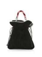 Les Petits Joueurs Small Trilly Metal Piping Suede Bucket Bag