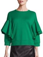 No. 21 Ruffle Overlay Solid Blouse