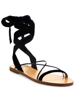 Valentino Velvet Ankle-wrap Sandals