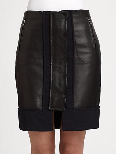 A.l.c. Nestler Knit-paneled Leather Skirt