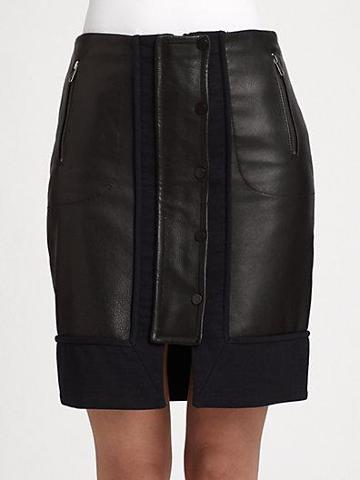 A.l.c. Nestler Knit-paneled Leather Skirt