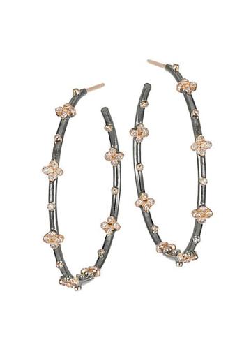 Nina Gilin 14k Gold & Diamond Clover Hoop Earrings