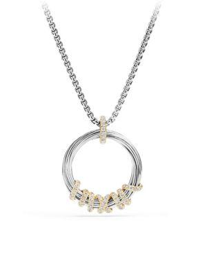 David Yurman Helena Medium Pendant Necklace With Diamonds And 18k Gold