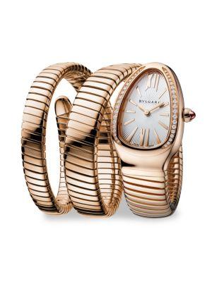 Bvlgari Serpenti Rose Gold & Diamond Twist Bracelet Watch