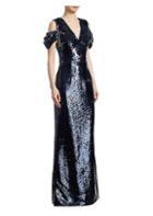 Safiyaa Sequin Cold-shoulder Gown