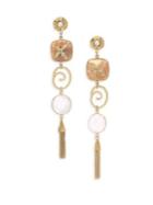 Gas Bijoux Crystal & Brass Long Drop Earrings