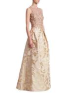 Teri Jon By Rickie Freeman Embellished Floral Gown