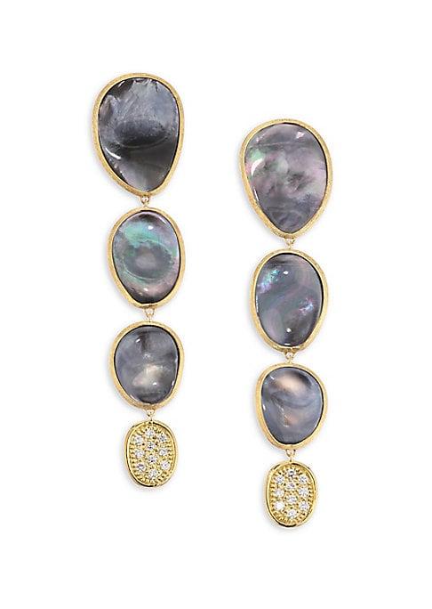 Marco Bicego Lunaria Black Mother Of Pearl, Diamond & 18k Gold Earrings