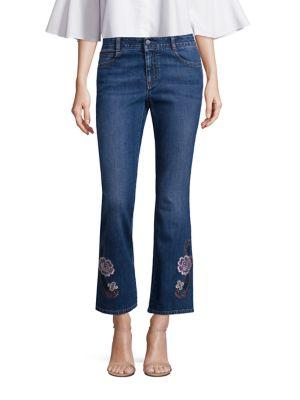 Stella Mccartney Skinny Kick Flare Jeans Withfloral Embroidery