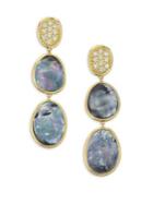 Marco Bicego Diamond Lunaria Triple Drop Earrings With Black Mother-of-pearl