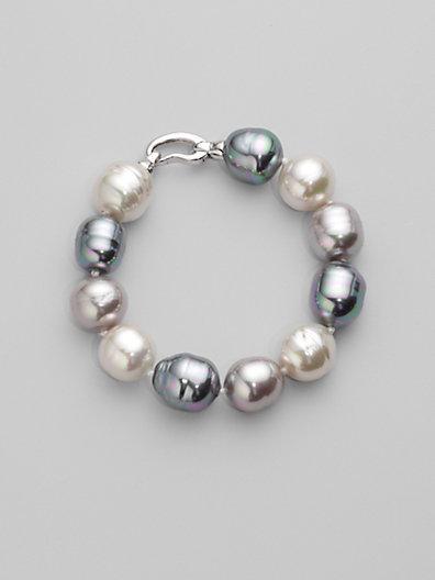 Majorica 14mm Multicolor Baroque Pearl & Sterling Silver Strand Bracelet