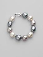 Majorica 14mm Multicolor Baroque Pearl & Sterling Silver Strand Bracelet