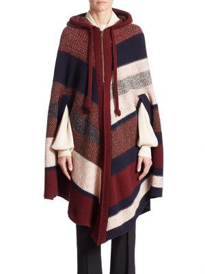 Chloe Wool & Cashmere Colorblock Poncho