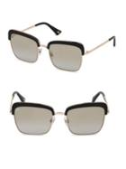 Web 55mm Black & Rose Gold Square Sunglasses