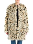 Msgm Leopard Faux Fur Long Coat