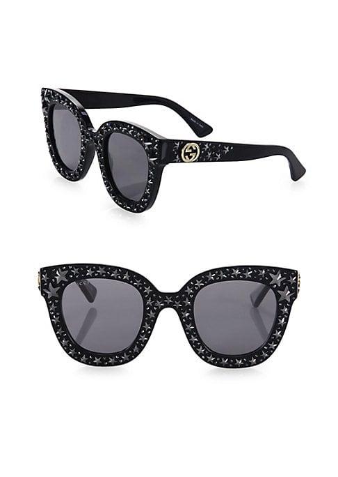 Gucci Oversized Crystal Star Mirrored Square Sunglasses