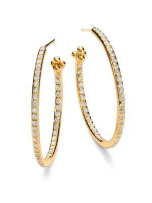 Temple St. Clair Classic Diamond & 18k Yellow Gold Hoop Earrings/1.2