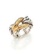 John Hardy Bamboo 18k Yellow Gold & Sterling Silver Link Ring