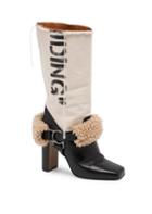Off-white Combo Shearling Trim Riding Boots