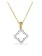 David Yurman Cable Collectibles Quatrefoil Pendant With Diamonds In Gold On Chain
