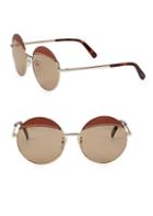 Loewe 58mm Leather Top Round Sunglasses