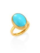 Gurhan Amulet Hue Turquoise & 22-24k Yellow Gold Oval Ring