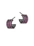 Lana Jewelry 15-year Anniversary Electric Pink Sapphire Triple Huggie Hoop Earrings