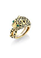 David Webb Kingdom 18k Yellow Gold & Emerald Leopard Ring