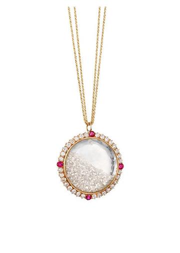 Renee Lewis 18k Gold, Diamond & Ruby Shake Pendant Necklace