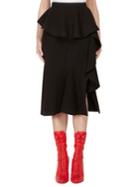 Givenchy Ruffle-front Stretch Wool Skirt