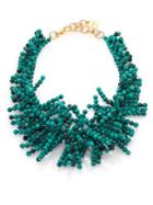 Nest Beaded Fringe Turquoise Necklace