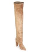 Saint Laurent Point Toe Suede Over-the-knee Boots