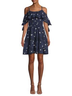 Kate Spade New York Madison Avenue Cold-shoulder Polka Dot Mini Fit-&-flare Dress