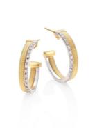 Marco Bicego Masai Two-row Diamond, 18k Yellow & White Gold Hoop Earrings/0.8