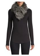 Adrienne Landau Silver Fox Fur Clip Scarf