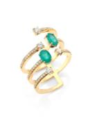 Hueb Rainbow Diamond, Emerald & 18k Yellow Gold Ring