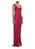 St. John Inlaid Sequin Knit Ruffle Gown