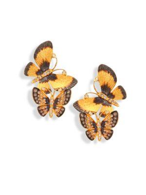 Annoushka Butterflies Duet Diamond & 18k Yellow Gold Stud Earrings