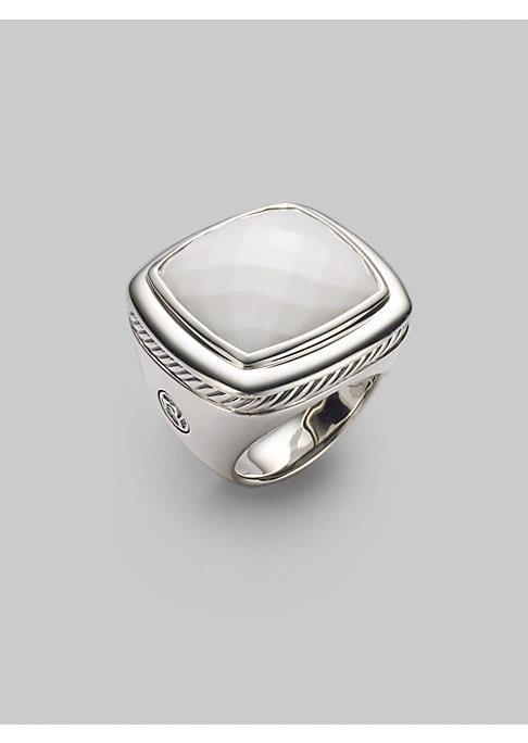 David Yurman White Agate & Sterling Silver Ring