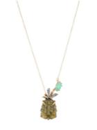 Alexis Bittar Lucite Swarovski Crystal & Chrysoprase Sliding Pineapple Pendant Necklace
