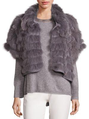 Halston Heritage Fox Fur & Wool Cropped Jacket