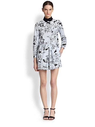 Carven Printed Cotton Poplin Shirtdress