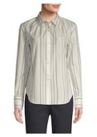 Becken Shirred Silk & Wool Pinstripe Shirt