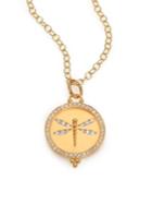 Temple St. Clair Tree Of Life Diamond & 18k Yellow Gold Dragonfly Cutout Disc Pendant