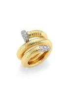 David Webb Toolchest 18k Yellow Gold, Platinum & Diamond Nail Ring