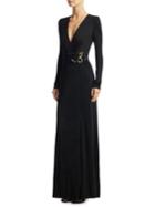 Roberto Cavalli Embellished Faux-wrap Gown