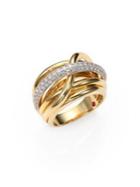 Roberto Coin Classica Diamond & 18k Yellow Gold Crossover Ring