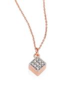 Ginette Ny Ever Mini Diamond & 18k Rose Gold Square Pendant Necklace
